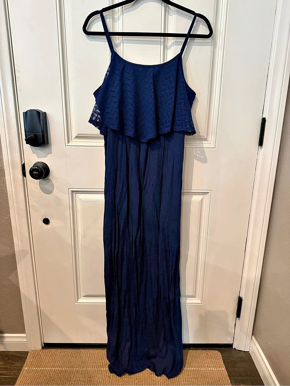 Ruffle Maxi Dress in Blue XL Like New